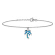Sterling Silver Rhodium-plated Created Opal Palm Tree 9 inch with a 1 inch extention Anklet - Birthstone Company