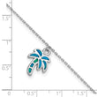 Sterling Silver Rhodium-plated Created Opal Palm Tree 9 inch with a 1 inch extention Anklet - Birthstone Company