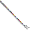 Sterling Silver Rhodium-plated Multi-gemstone Tennis Bracelet - Birthstone Company