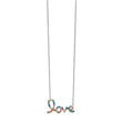 Prizma Sterling Silver Rhodium-plated 16 inch Colorful CZ LOVE Necklace with 2 inch Extender