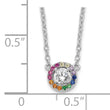 Prizma Sterling Silver Rhodium-plated 16 inch White and Colorful CZ Circle Necklace with 2 inch Extender