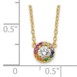 Prizma Sterling Silver Gold-tone 14K Flash Gold-plated 16 inch White and Colorful CZ Circle Necklace with 2 inch Extender