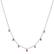 Prizma Sterling Silver Rhodium Plated 16 inch Dangling Colorful CZ Necklace with 2 inch Extender