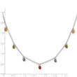 Prizma Sterling Silver Rhodium Plated 16 inch Dangling Colorful CZ Necklace with 2 inch Extender