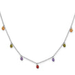 Prizma Sterling Silver Rhodium Plated 16 inch Dangling Colorful CZ Necklace with 2 inch Extender