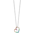 Prizma Sterling Silver Rhodium-plated 18 inch with 1 inch extender Fancy Lobster Clasp Colorful CZ Open Heart Necklace