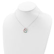 Prizma Sterling Silver Rhodium-plated 18 inch with 1 inch extender Fancy Lobster Clasp Colorful CZ Open Heart Necklace