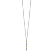Prizma Sterling Silver Rhodium-plated 16 inch Colorful CZ Vertical Bar Necklace with 2 inch Extender