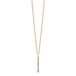 Prizma Sterling Silver Gold-tone 14K Flash Gold-plated 16 inch Colorful CZ Vertical Bar Necklace with 2 inch Extender