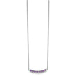 Sterling Silver Rhodium plated Amethyst Bar w/2in ext Necklace
