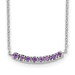 Sterling Silver Rhodium plated Amethyst Bar w/2in ext Necklace
