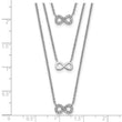 Sterling Silver Rhod-plated 3-Strand CZ Infinity w/2in ext. Necklace