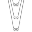 Sterling Silver Rhod-plated 3-Strand CZ Infinity w/2in ext. Necklace