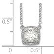 Sterling Silver Rhodium-plated Square CZ Halo w/1in ext Necklace