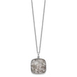 Sterling Silver Rhodium-plated Square Black Rutilated Quartz Necklace
