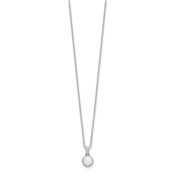 Sterling Silver Rhodium-plated Polished Created Opal Necklace