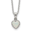 Sterling Silver Rhodium-plated Polish Heart Created Opal Necklace