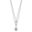 Sterling Silver Rhodium-plated CZ Heart Lock/Key w/2in ext Necklace