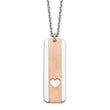 Sterling Silver RH-plated Dogtag w/Rose-tone Heart w/1.25in ext Necklace