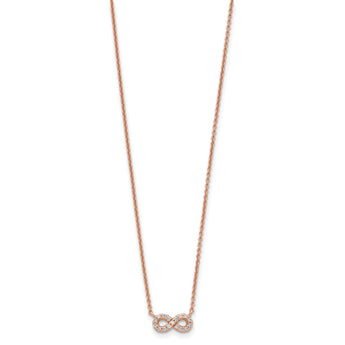 Sterling Silver Rose-tone CZ Infinity Necklace