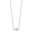 Sterling Silver 18in CZ Sideways Cross Necklace