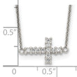 Sterling Silver 18in CZ Sideways Cross Necklace