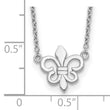 Sterling Silver Rhodium-plated Fleur de Lis w/1in ext Necklace