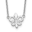 Sterling Silver Rhodium-plated Fleur de Lis w/1in ext Necklace