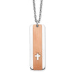 Sterling Silver RH-plated Dogtag w/Rose-tone Cross w/1.25in ext Necklace