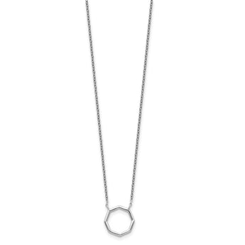Sterling Silver Polished Octagon Necklace 16 in - Birthstone Company