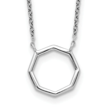 Sterling Silver Polished Octagon Necklace 16 in - Birthstone Company