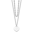 Sterling Silver RH-plated 2-Strand Heart w/4in ext Choker Necklace