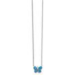 Sterling Silver Rhodium plated Created Opal Butterfly Inlay Necklace