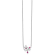Sterling Silver Rhodium-plated Pink CZ Flower w/2in. Ext. Necklace