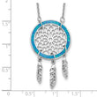 Sterling Silver Rhod-pltd Created Opal Dreamcatcher w/2in ext Necklace