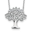 Sterling Silver Rhodium-plated CZ Tree w/ 2in ext. Necklace