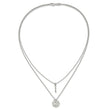 Sterling Silver 2-Strand Hammered Circle and Bar Necklace