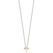 Sterling Silver Rose and Gold-tone 3-Cross w/ 2in ext. Necklace