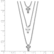 Sterling Silver RH-plated Three Strand CZ Cross Necklace