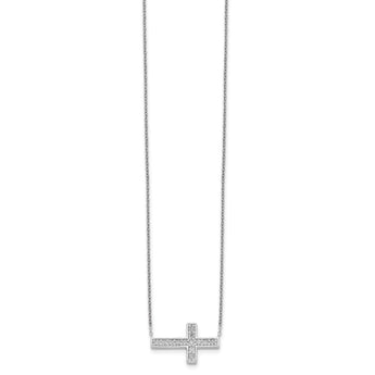 Sterling Silver CZ Cross Necklace