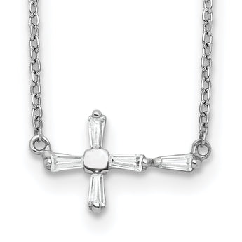 Sterling Silver CZ Cross Necklace