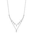 Sterling Silver Rhodium-plated CZ Cross w/ 2in ext. Necklace