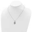 Sterling Silver Blue and Clear CZ Hamsa Necklace