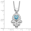 Sterling Silver Blue and Clear CZ Hamsa Necklace