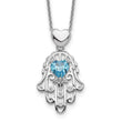 Sterling Silver Blue and Clear CZ Hamsa Necklace