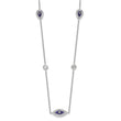 Sterling Silver Rhodium-plated Enameled CZ Evil Eye Necklace