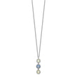Sterling Silver Rhod-plated Blue and White Crystal w/ 2in ext Necklace