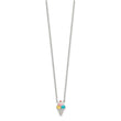 Sterling Silver Polished & Textured Multi-color Enameled Ice Cream Cone with 2 Inch Extension Children's Necklace