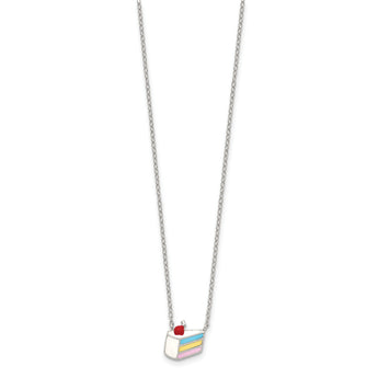 Sterling Silver Rhodium-plated Enameled Cake Necklace