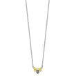 Sterling Silver Polished Yellow & Black Enameled Bumblebee with 2 Inch Extension Children's Necklace